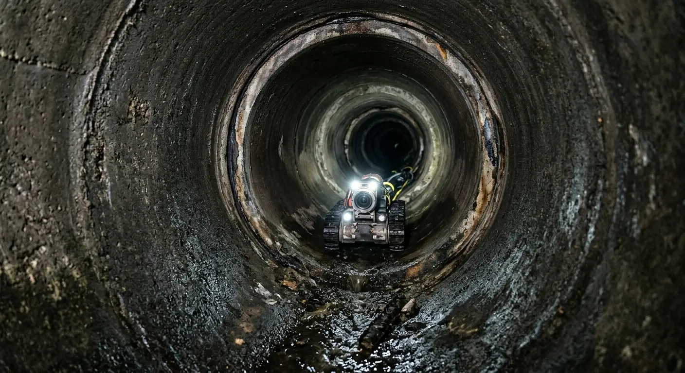 Robotic sewer camera inspecting pipe interior for Sewer Line Cleaning in Santaquin
